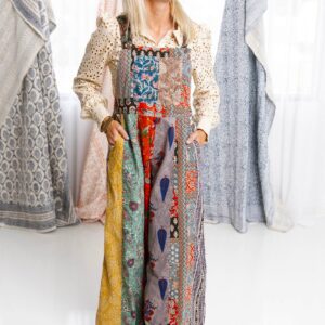 Rahab's Rope - Botanical Motif Patchwork Printed Overalls