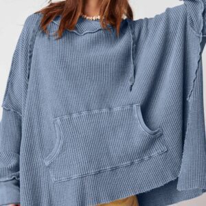 Dipped Shop - Solid Color Loose Split Hooded Sweatshirt DPT251604