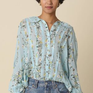 Olivaceous - Macie Floral Pintuck Blouse
