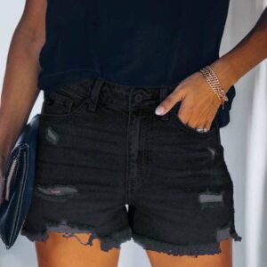 Lovesoft - Women's High-rise Ripped Stretch Summer Denim Shorts