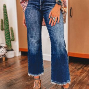 Urban Hyena- Raw Hem High Waist Flared Jeans