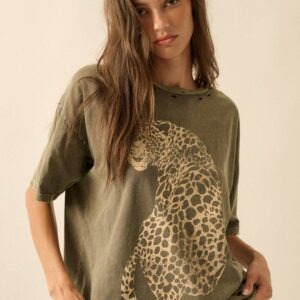Promesa USA - Cheetah Mineral-Washed Oversized Graphic Tee