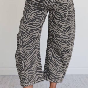 Urban Hyena- Zebra Stripe Printed Wide Leg Jeans