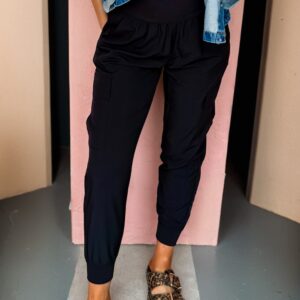 Urban Hyena- Elastic High Waist Pocketed Cargo Jogger Pants