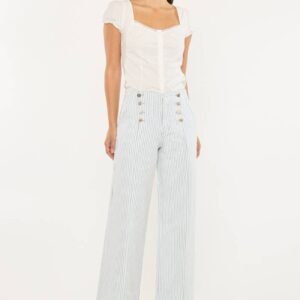 Kan Can USA - HIGH RISE A-LINE SAILOR STRIPE WIDE LEG TROUSER