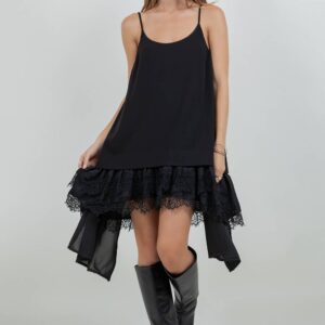 Whiteroom+Cactus - ASYMMETRICAL LACE POINTELLE WOVEN TANK DRESS